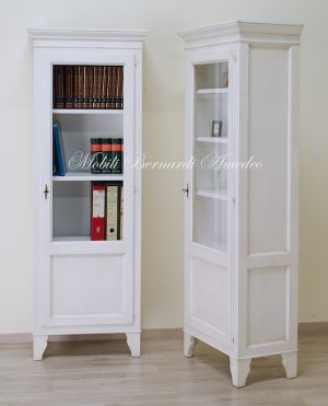 Vetrina in legno massello 1 anta laccata bianco